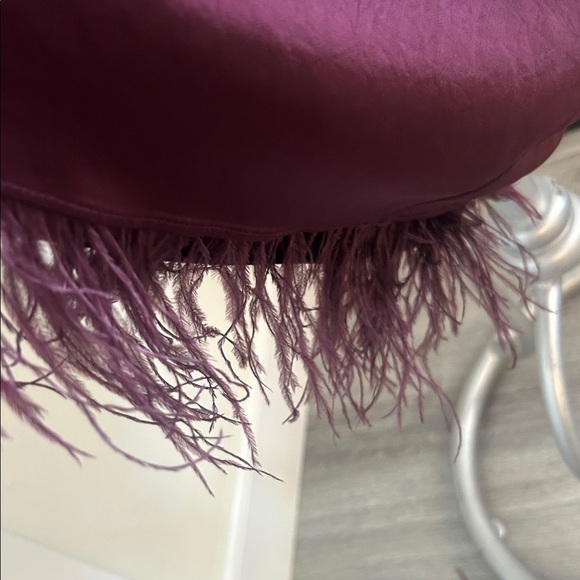 Bailey / 44 Leilani Burgundy Slip Dress with Feather Hem - Picture 6 of 12